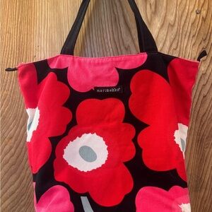 Marimekko for Avon Red, Pink,  and Black Floral Tote Bag